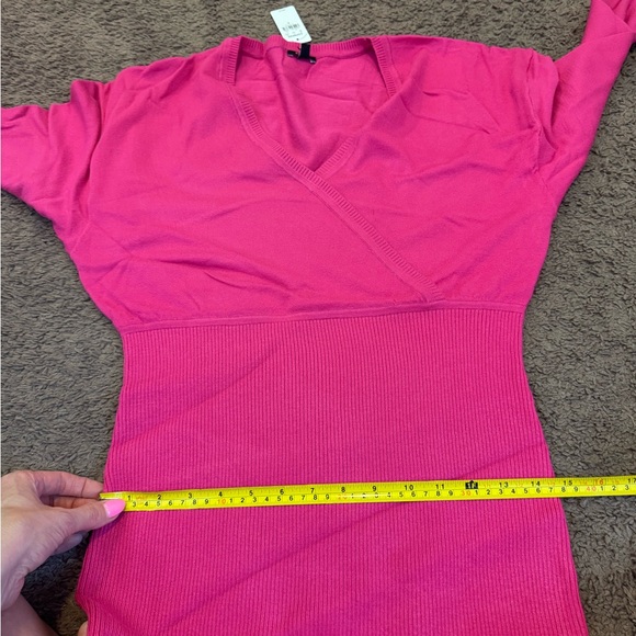 Express Hot Pink Knit Sweater Dress Dolman Stretch Size M XL NEW $88 - Picture 10 of 15